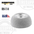 A gray Rubberhog buffing wheel with the label RH-114, designed for tire repair, indicating a 3-inch diameter and a 3/8-inch bore.