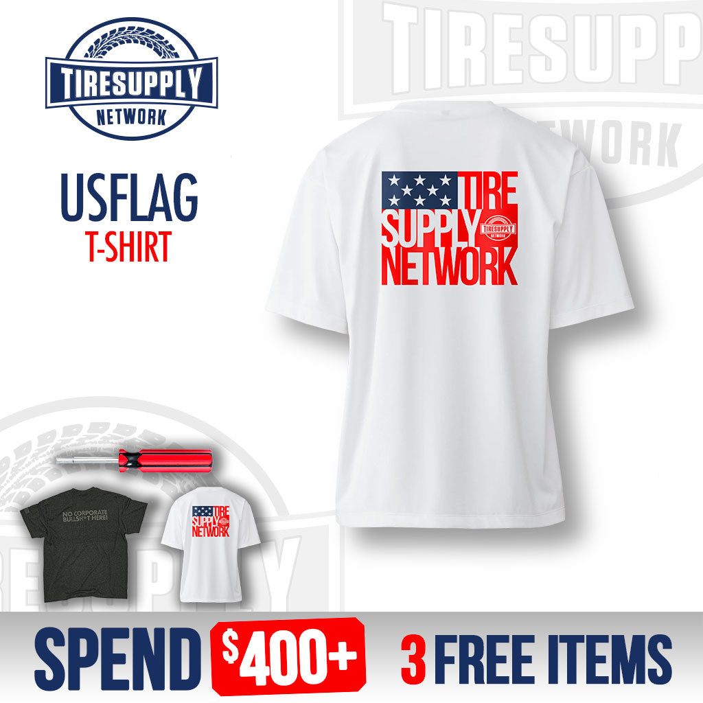Tire Supply Network | T-Shirt USFLAG White - Choose Size (TSN-USFLAG*)