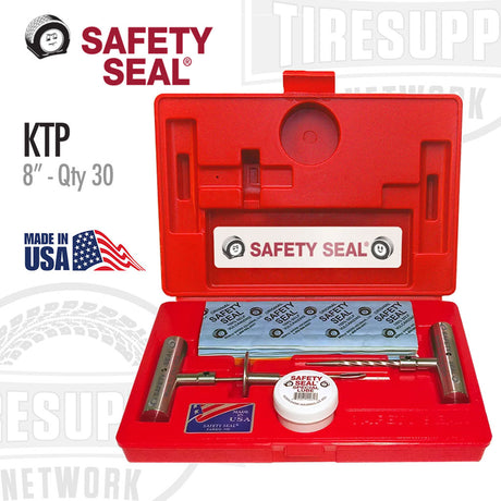 Safety Seal tire repair kit with red case on a white background. KTP