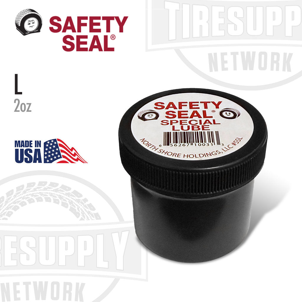 Black container with 'Safety Seal' label on a white background. L