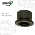 333B Sirco hub pilot disc wheel nut with a hex size of 33mm and an inner diameter of M22 x 1.5.