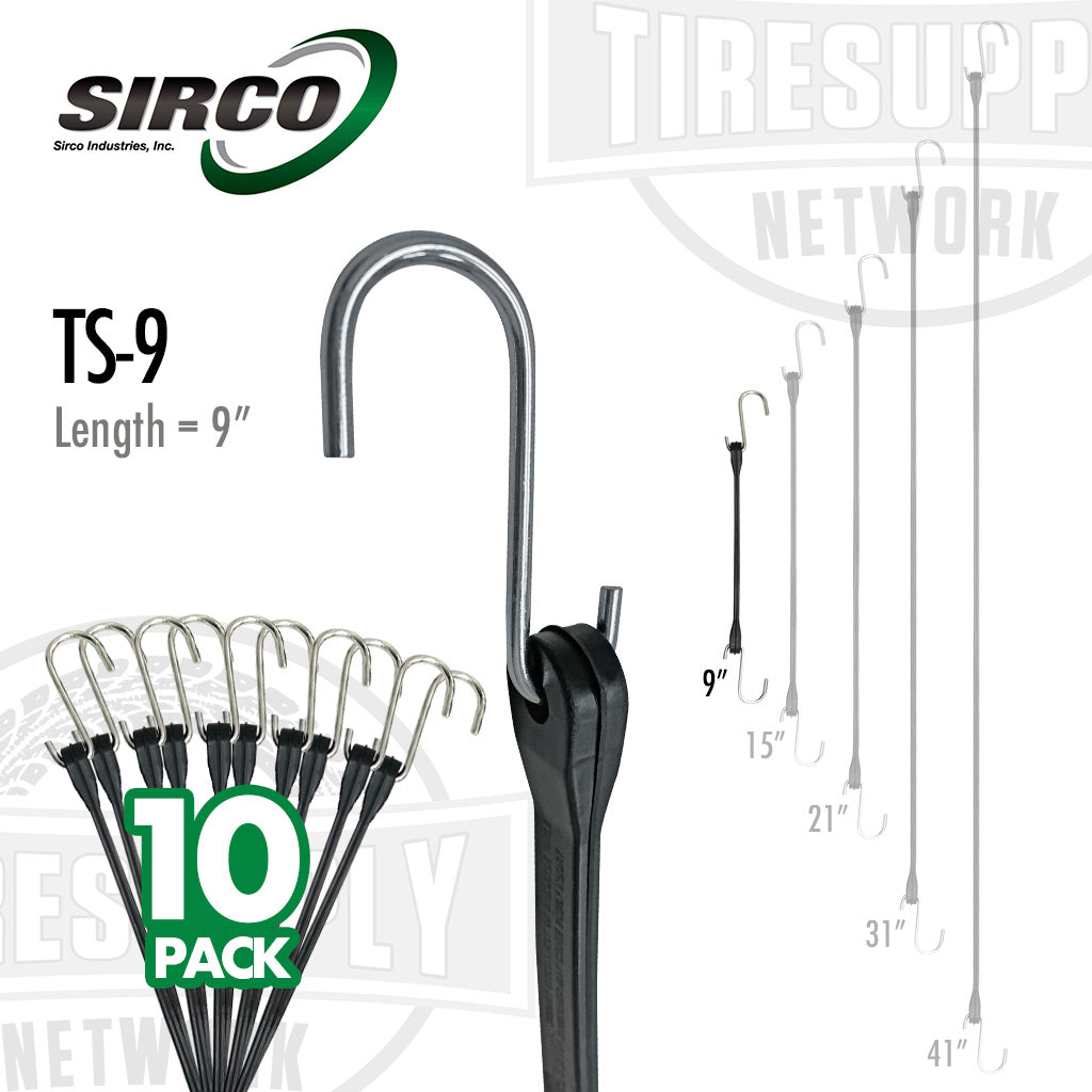Sirco | EPDM Tarp Straps with S-Hooks - 9"- 41" (T-*)