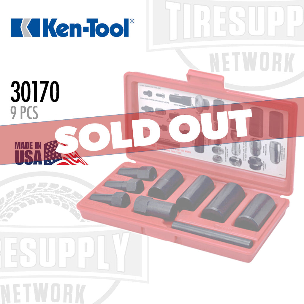 Ken Tool 30170 | 1/2" Drive 9-Piece Wheel Cover & Lock Remover Kit