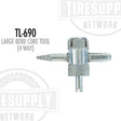 A 4-way large bore core tool designed for valve repair, with threaded connections and a metallic finish. TL-690