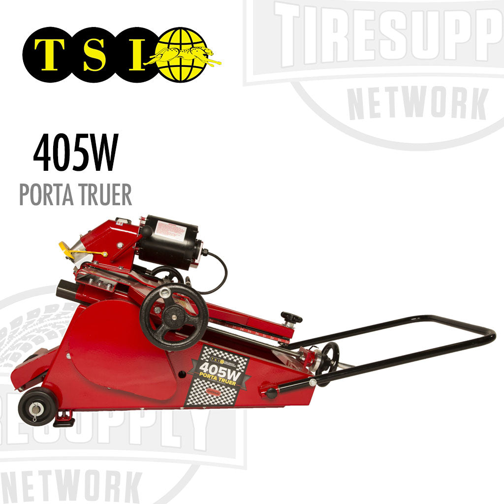 Red Porta Truer with 'TSI' and 'tire supply network' branding on a white background. TSI | Porta Truer (405W)