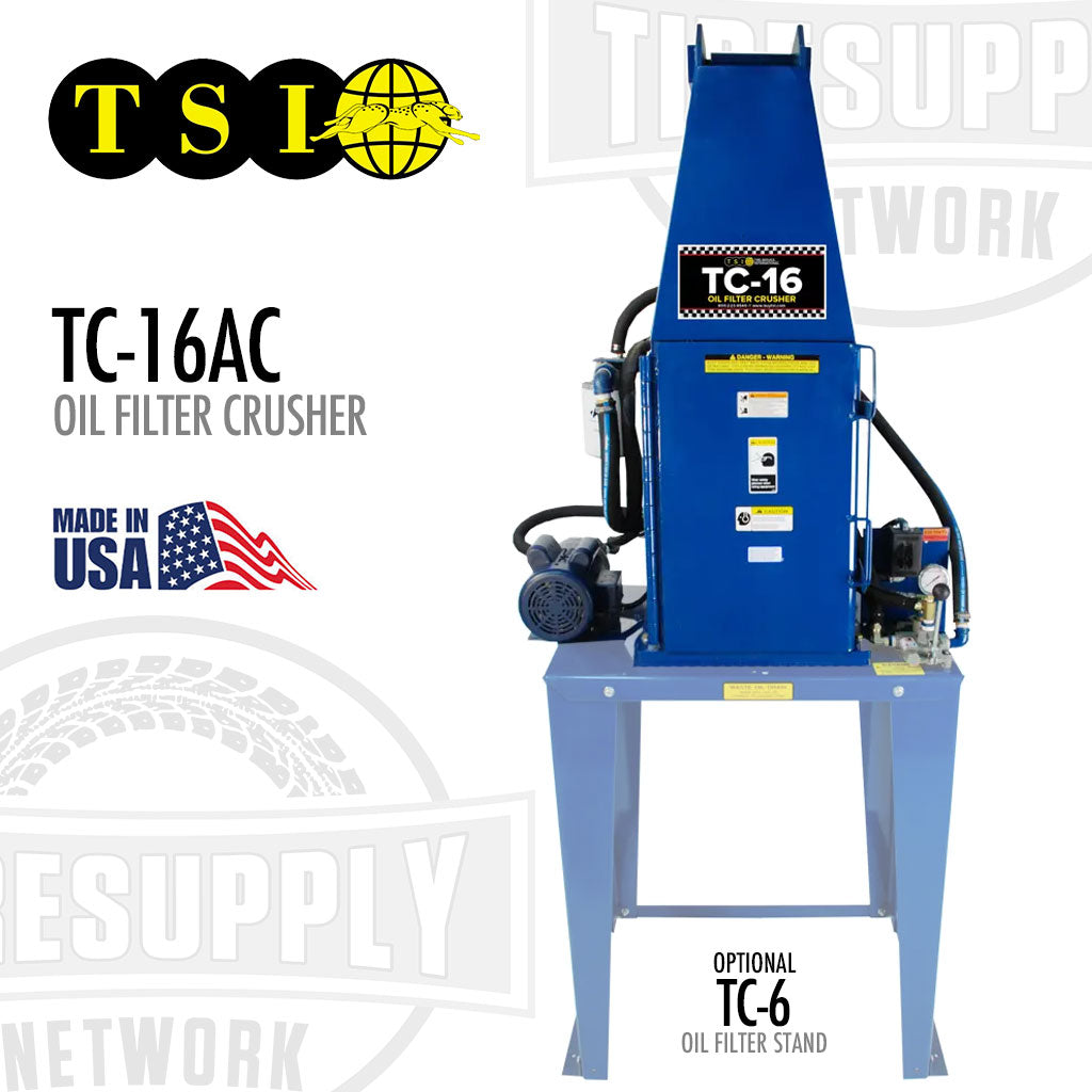 TSI TC-16 Oil Filter Crusher | 5 HP Electric Motor