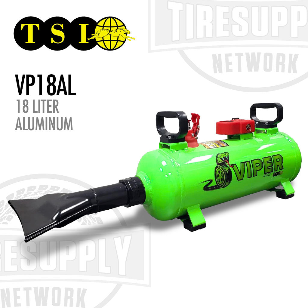 Green Viper tire inflator with black handle on a white background, featuring Tiresupply Network branding.