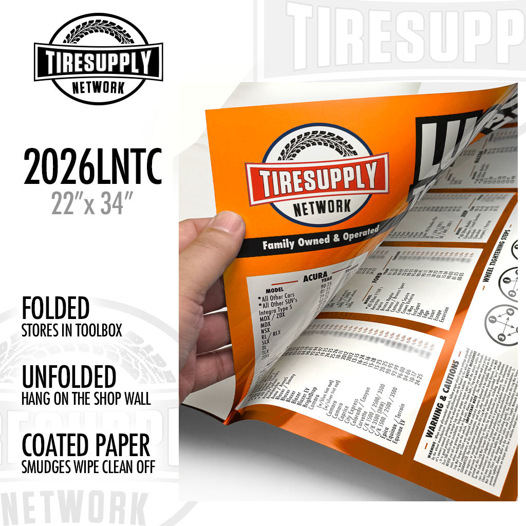 TSN LNTC-2*TSN | Lug Nut Torque Chart - 1990-2026 Passenger, SUV, Exotics, Trucks | Choose Version