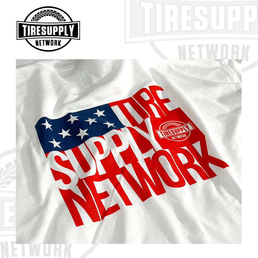 Tire Supply Network | T-Shirt USFLAG White - Choose Size (TSN-USFLAG*)