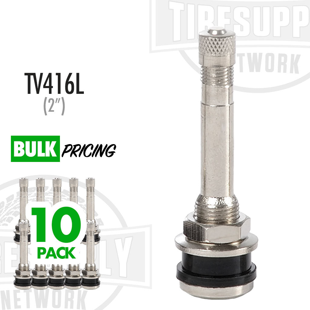2" Metal Clamp-In Valve Stem .453 or .625 Hole - 10 Pack (TV-416L)
