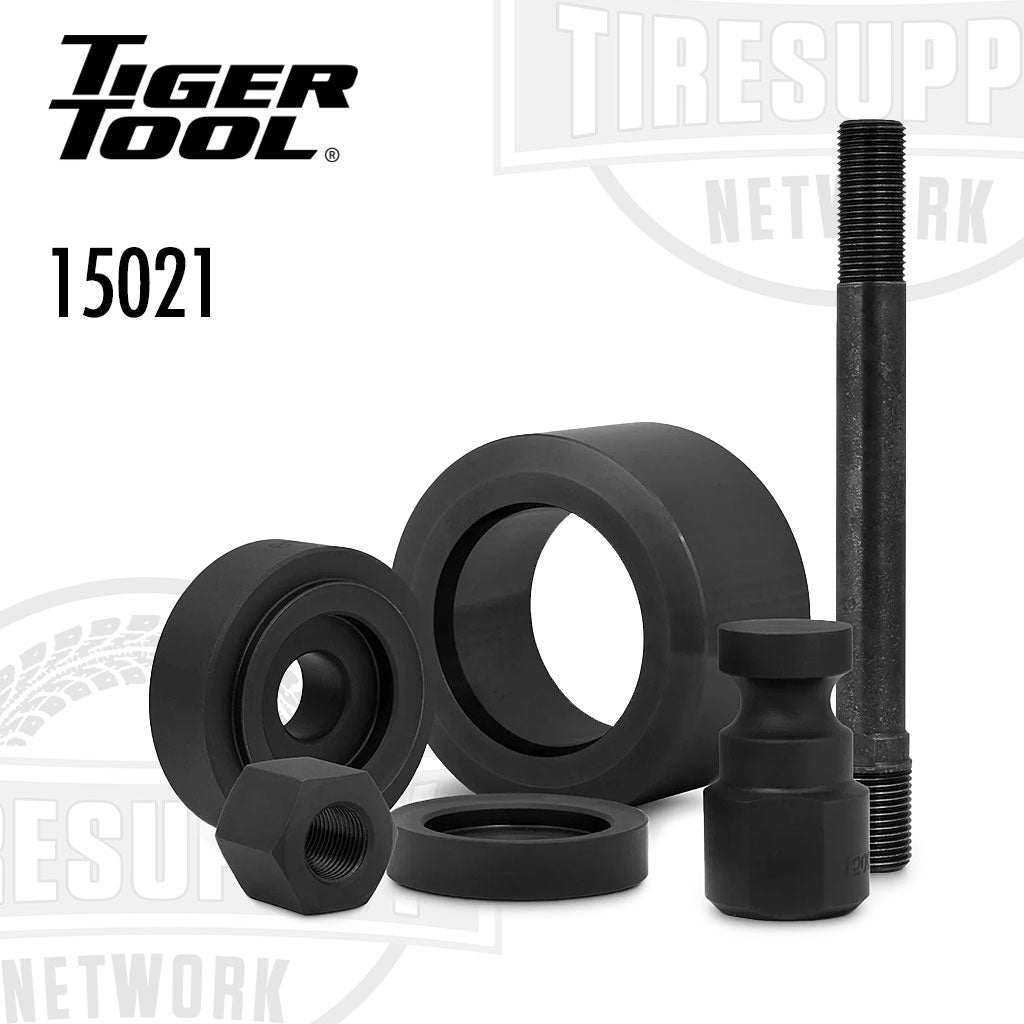 Black mechanical components on a white background with Tiger Tool branding. 15021.