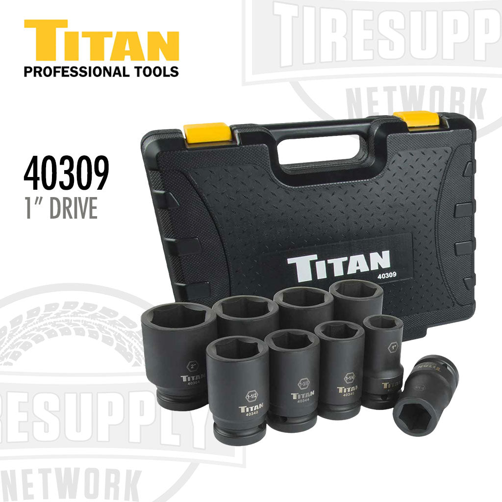 Titan Tools 40309 | 1″ Drive 6-Point 9-Piece SAE Deep Impact Socket Set