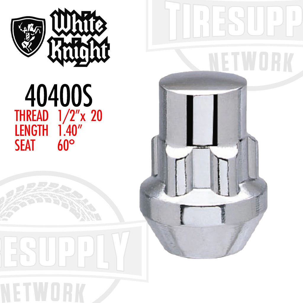 White Knight | Chrome Acorn Socket Key Wheel Lock - Thread Size 1/2″ x 20 (40400S)