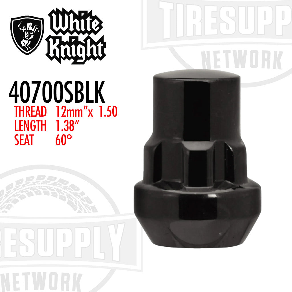 White Knight | Black Acorn Socket Key Wheel Lock - Thread Size 12mm x 1.50 (40700SBK)