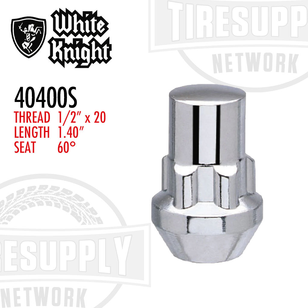 White Knight 40400S | Chrome Acorn Socket Key Wheel Lock - Thread Size 1/2″ x 20