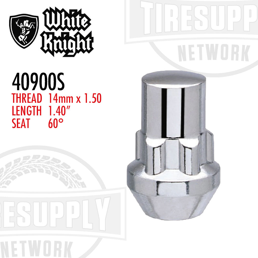 White Knight 40900S | Chrome Acorn Socket Key Wheel Lock - Thread Size 14mm x 1.50
