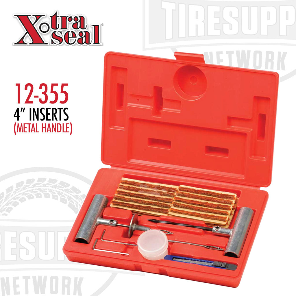 Xtra Seal | Passenger Tire Puncture Repair String Kit with 4″ Inserts & Metal T-Handle Tools (12-355)