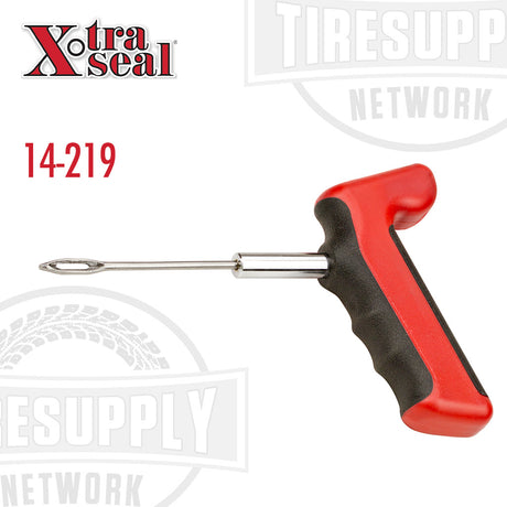 A pistol grip tire repair needle with a red handle and metallic needle, branded by Xtra Seal. 14-219