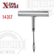 A chrome-plated split eye needle with a T-handle end slot, used for tire repair. 14-317