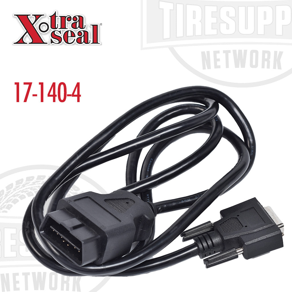 A black OBDII replacement cable with connectors on both ends, branded with Xtra Seal and marked with the product number 17-140-4.