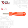 A red standard bore core remover tool with a metal tip and plastic handle, branded with Xtra Seal. 17-174
