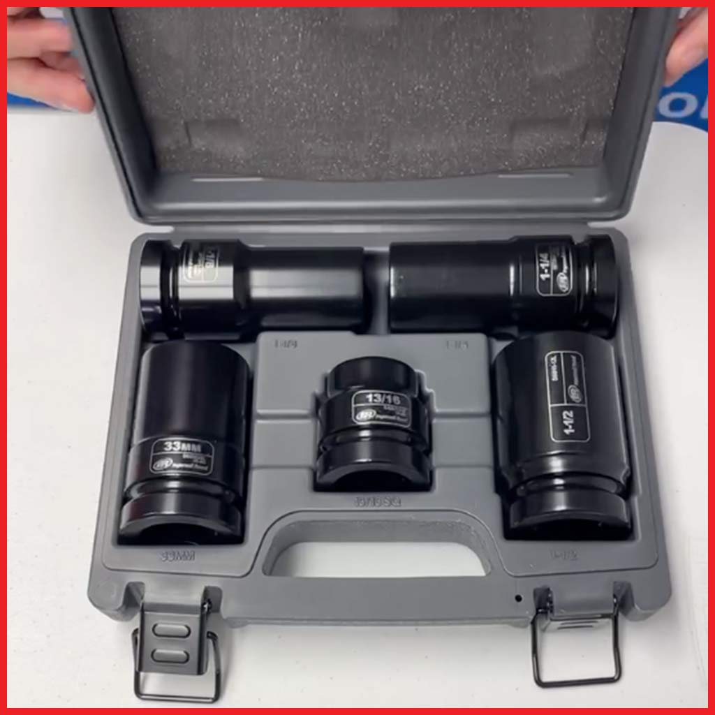 Ingersoll Rand | 1″ Drive SAE and Metric Deep Impact Socket 5-Piece Truck Service Set (SK8C5TN)