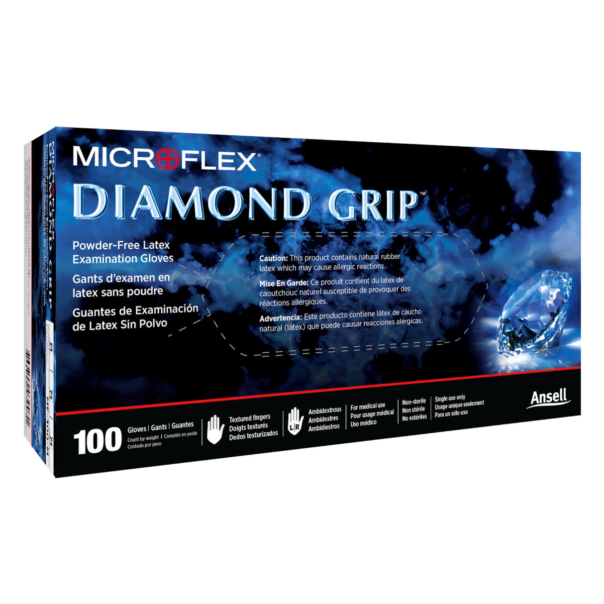 Diamond Grip | Powder-Free Latex Gloves - Choose Size (MF-300)