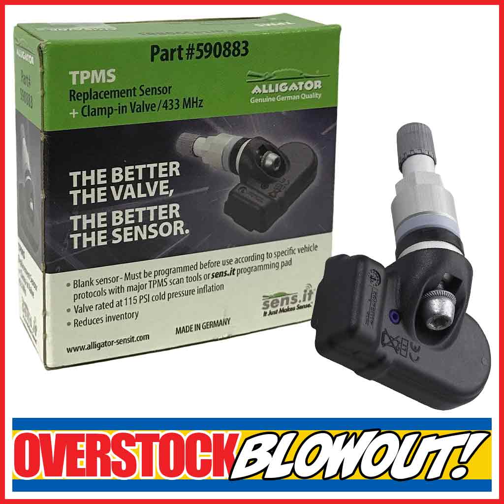 Alligator 590883 TPMS replacement sensor + clamp-in valve, 433 MHz