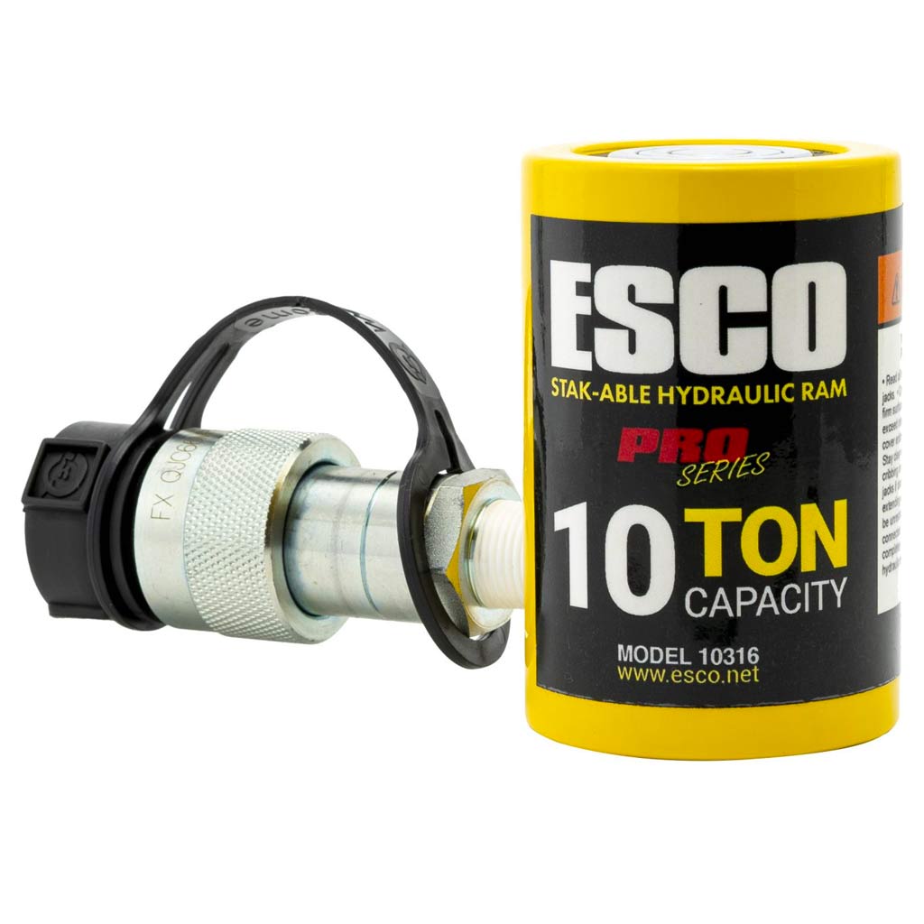 ESCO | Stak-Able 10 Ton Hydraulic Ram Kit with 1″, 2″, and 3″ Extensions (10316)