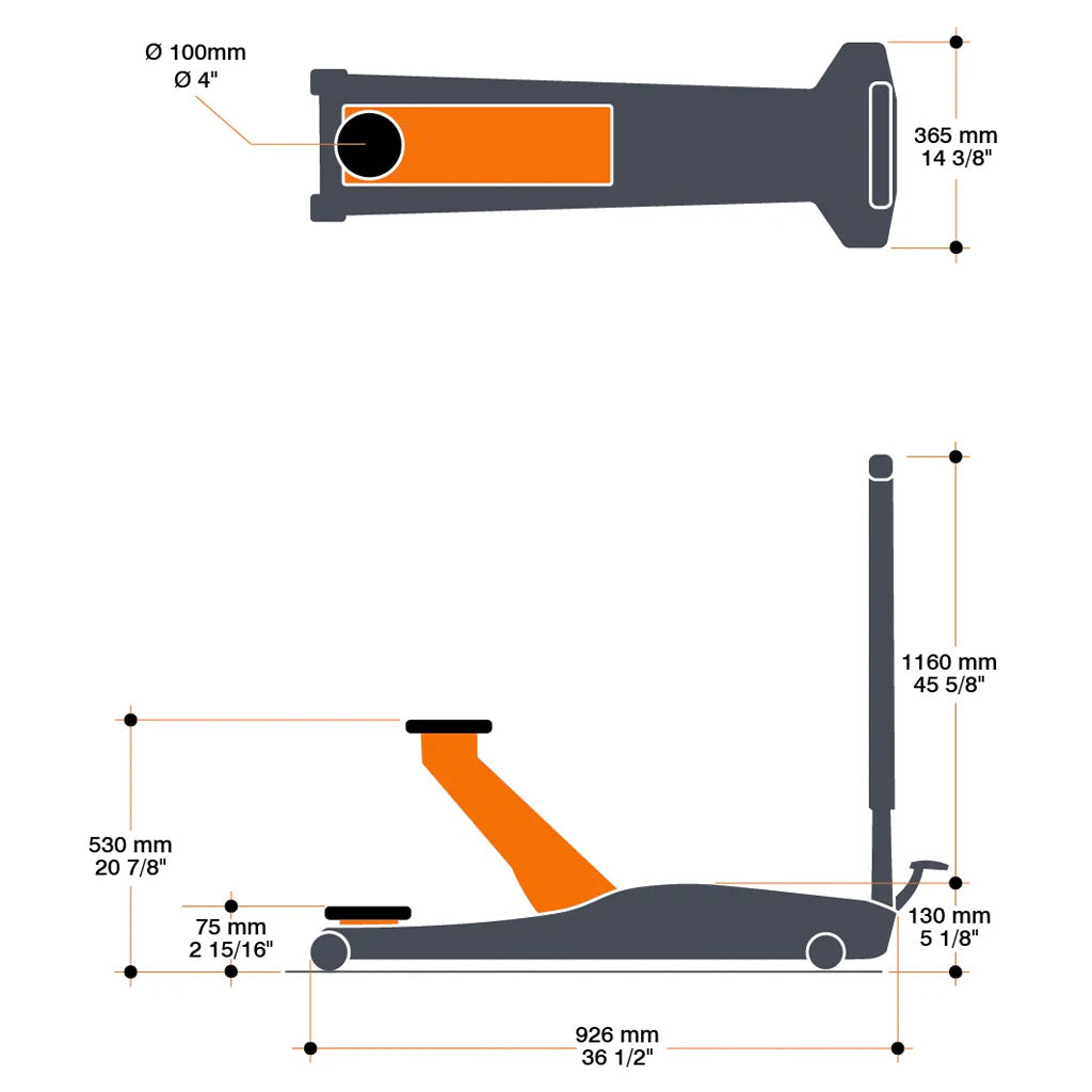 Martins | Professional Long Reach 2-Ton Floor Jack (MFJ-PL2T)