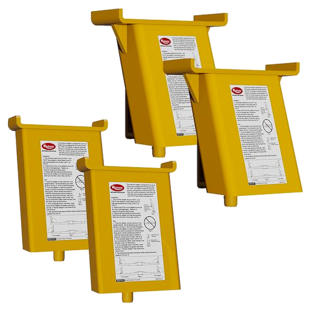 A set of four yellow 2-stage arm flip-up adapter extension kits for GM trucks. FJ6259-2