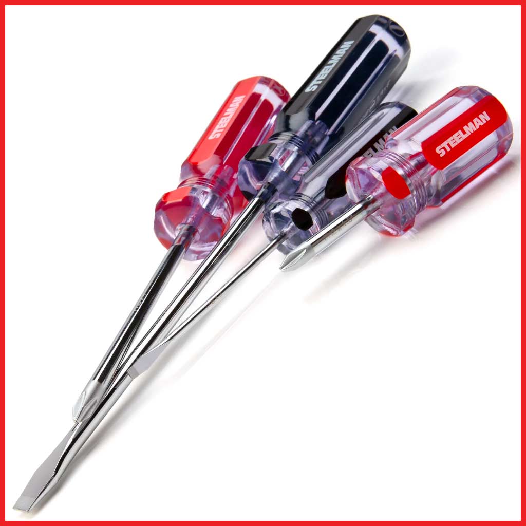 Steelman 42051 Clear Handle Slotted and Phillips 16-Piece Screwdriver Set