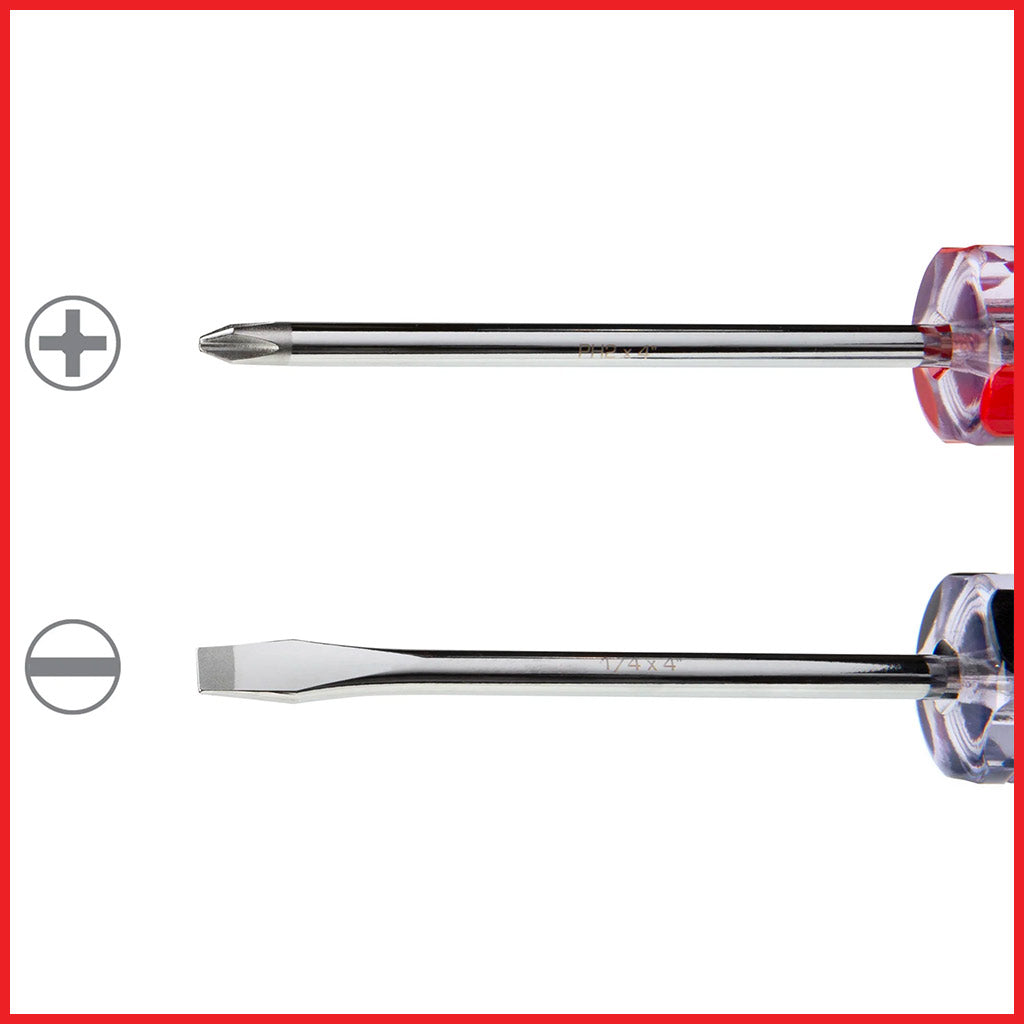 Steelman 42051 Clear Handle Slotted and Phillips 16-Piece Screwdriver Set