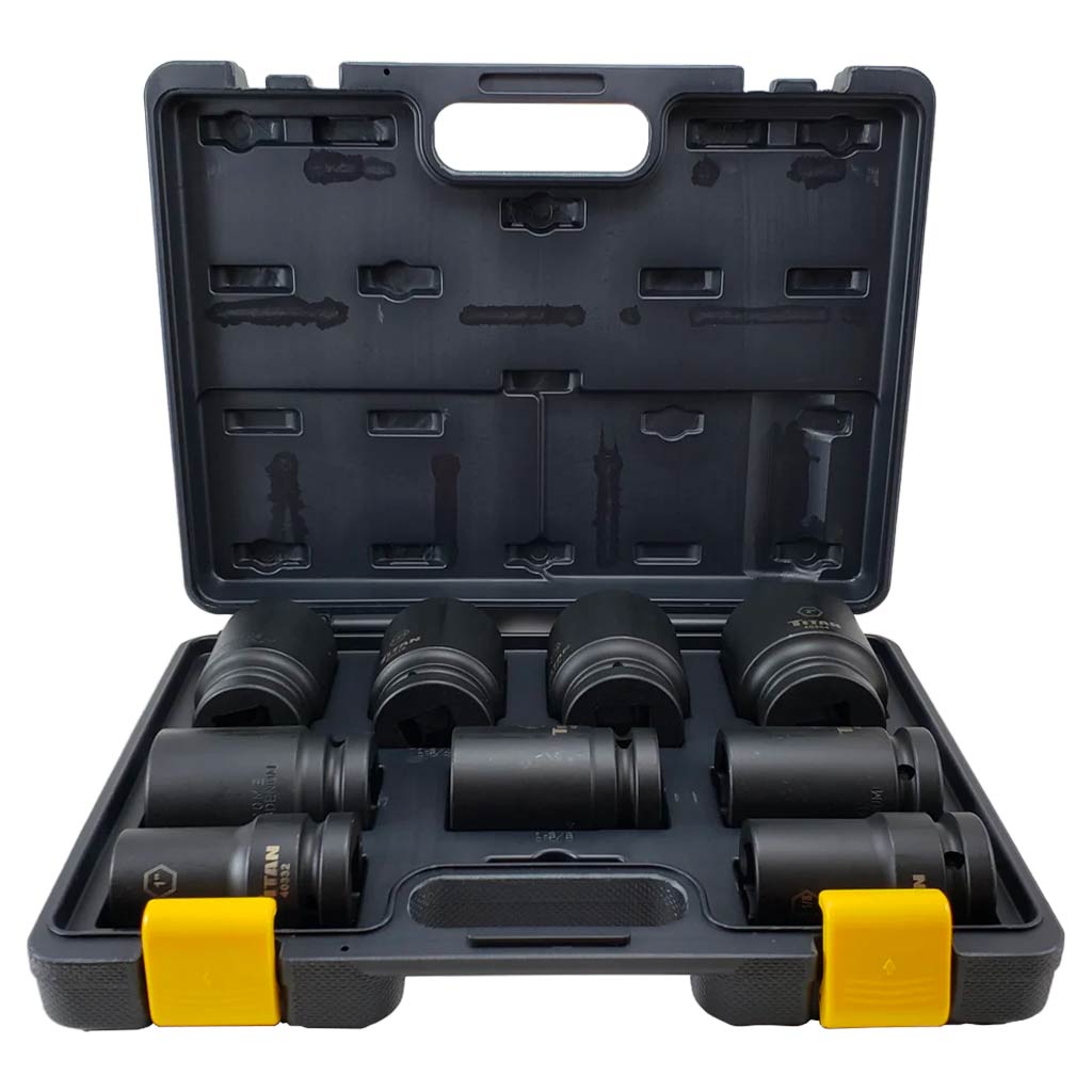 Titan Tools 40309 1″ Drive 6-Point 9-Piece SAE Deep Impact Socket Set