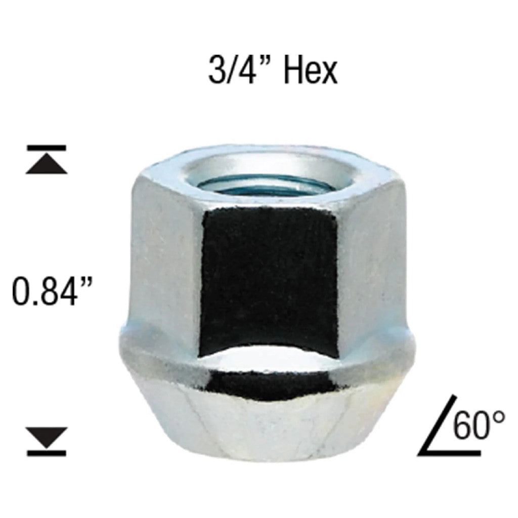 White Knight 1306-1S Chrome Open-End Bulge 3/4″ Hex Lug Nut - Thread Size 12mm x 1.25 - Box of 50