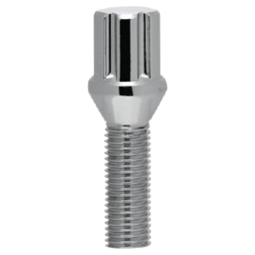 White Knight | Chrome Spline Lug Bolt with 24mm Shank - Thread Size 14mm x 1.50 - Box of 30 (1820SSP)