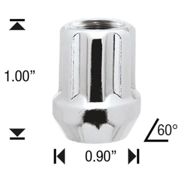 White Knight 3809-1D Chrome Open-End Duplex Spline Acorn Lug Nut - Thread  Size 14mm x 1.50 - Box of 50