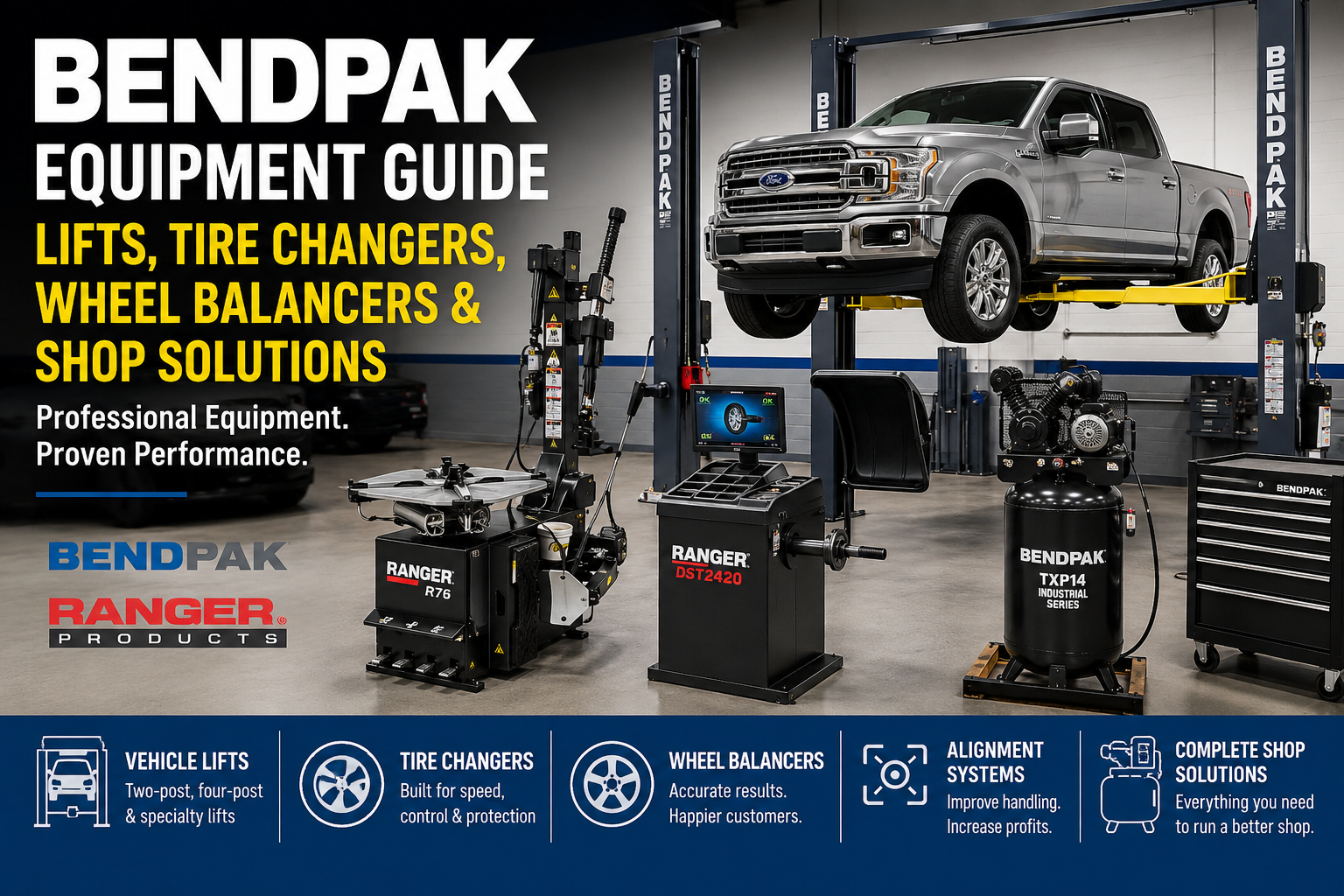 BendPak Equipment Guide: Car Lifts, Tire Changers, Wheel Balancers & Shop Equipment
