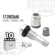 A box of 10 TPMS service kits including various components for Acura, Honda, and Kia vehicles. 17-20036AK