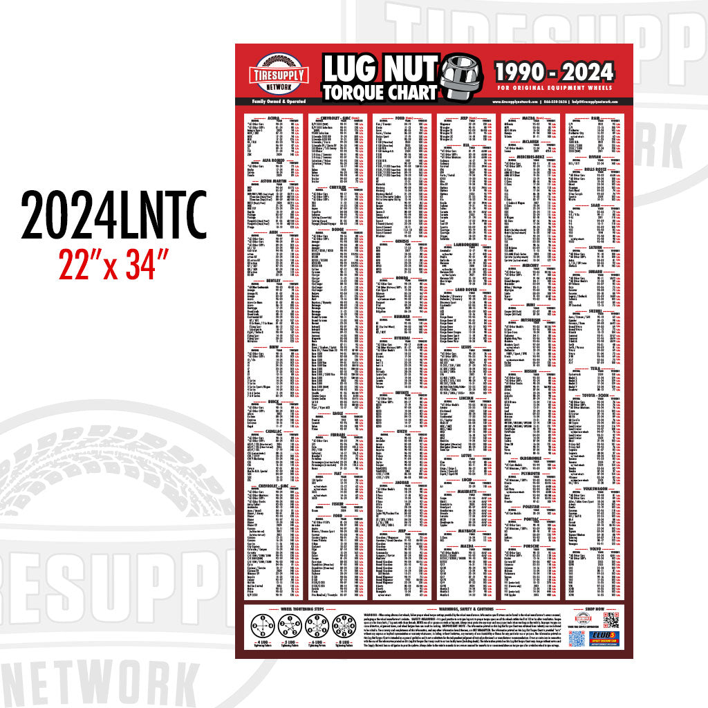 Lug Nut Torque Chart 2025 & 2024 Versions (LNTC2*TSN) Tire Supply