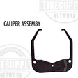 A black caliper assembly, designed for use with car and light truck models, displayed against a white background with the text 'CALIPER ASSEMBLY' above it.