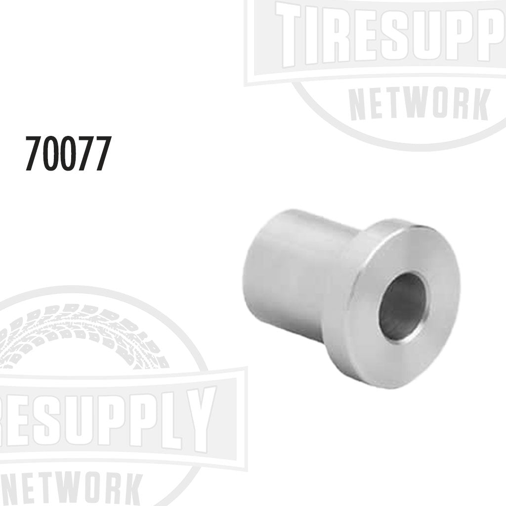 A silver-colored metal bushing part labeled with '70077' on the Ford logo background.