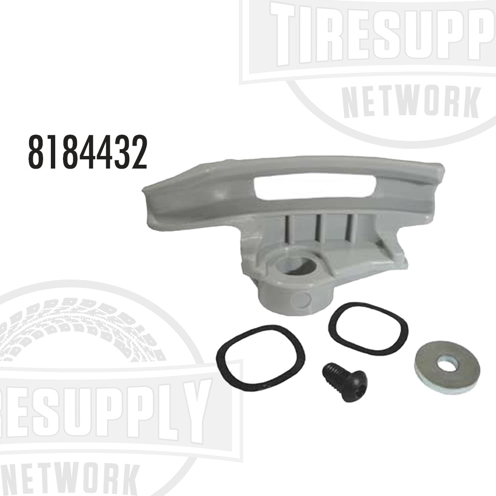 A gray high-spoke nylon head kit for tire changing, including mounting and demounting heads, washers, and a screw. 8184432