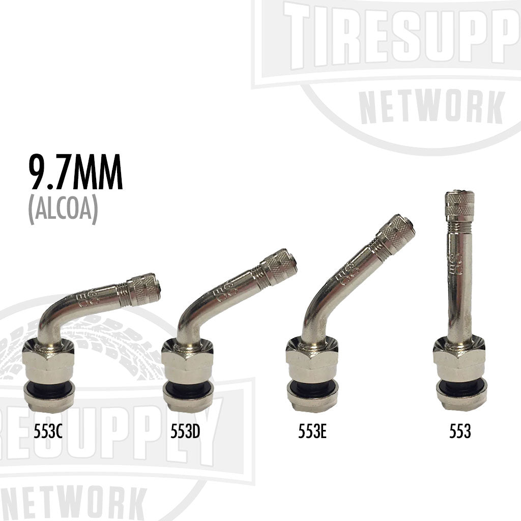 Alcoa O-Ring Seal Straight Metal Valve Stem 9.7mm Hole - Choose Style (TV-553)