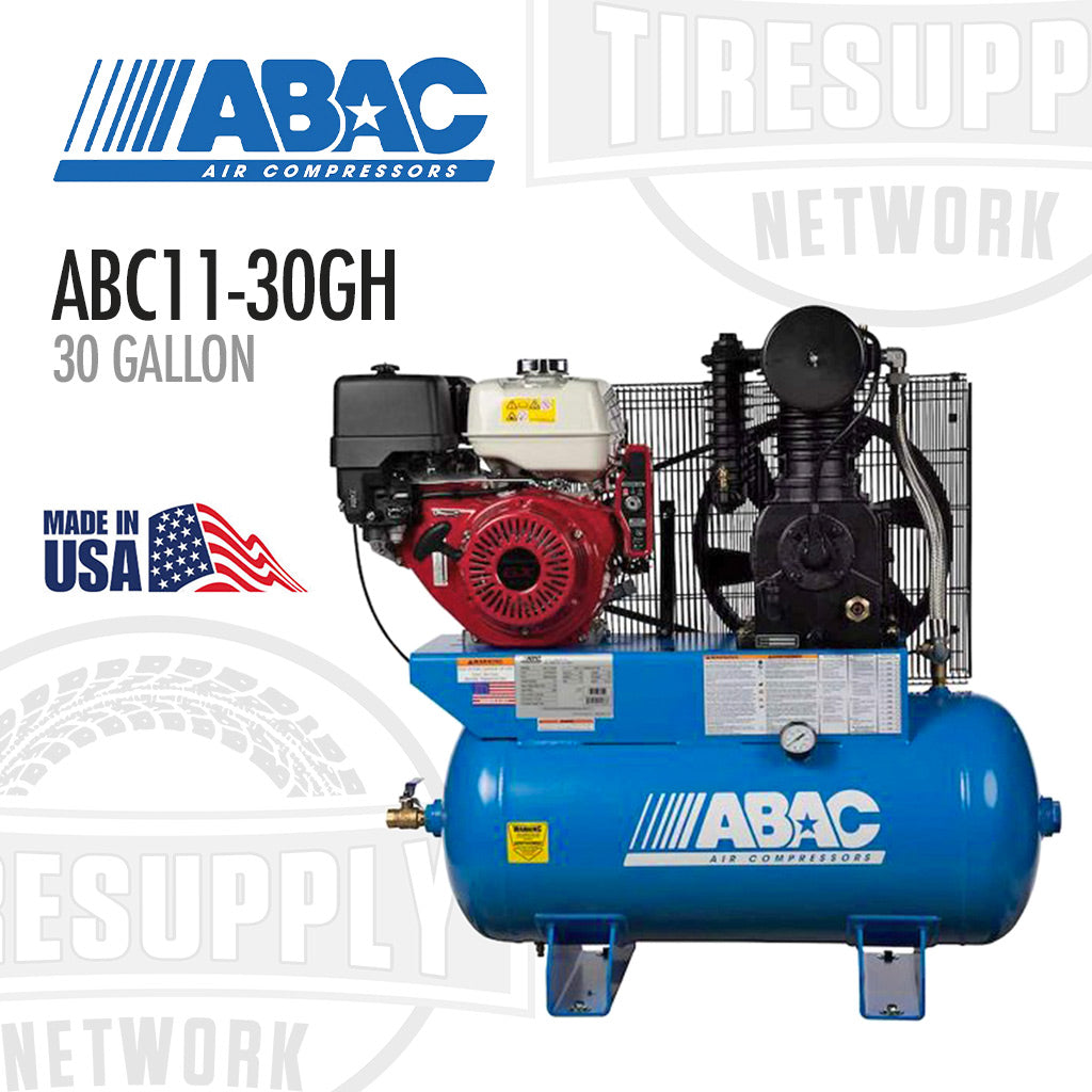 ABAC | Two Stage 11HP, 30 Gallon Air Compressor - Honda Gas Driven - Horizontal (ABC11-30GH)