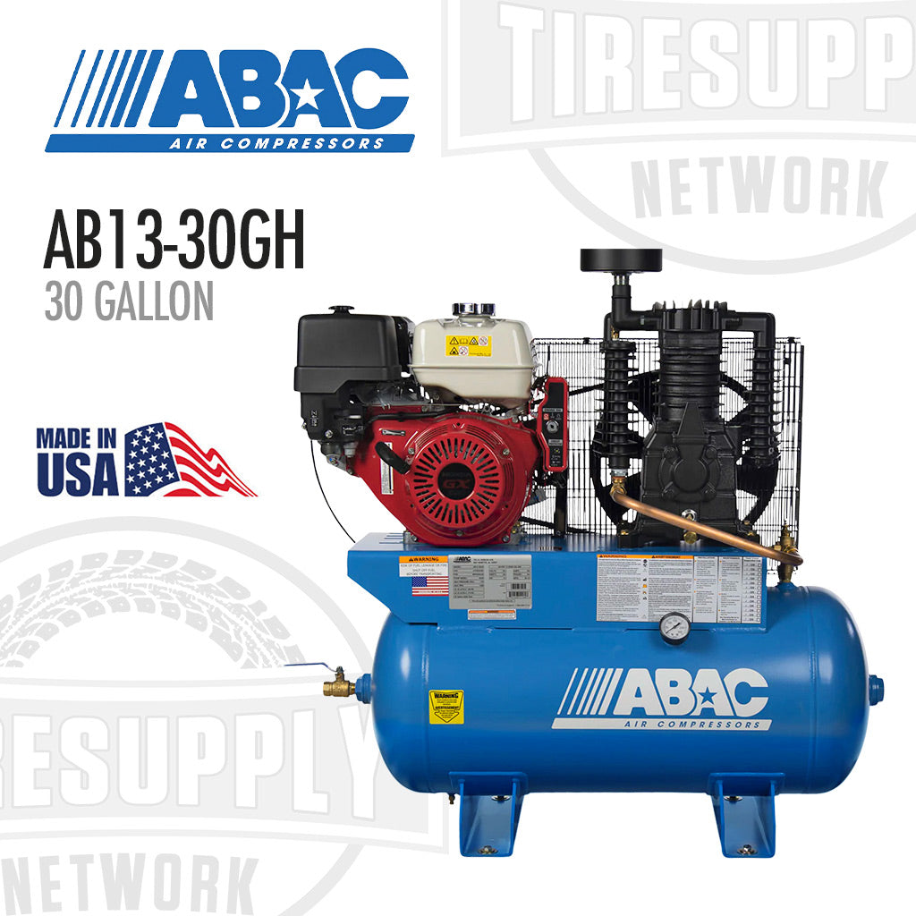 ABAC | Two Stage 13HP, 30 Gallon Air Compressor - Honda Gas Driven - Horizontal (AB13-30GH)