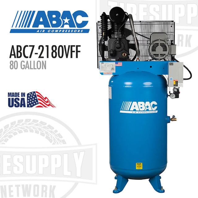 ABAC Air Compressor, ABC7-210VFF, 80 gallon, vertical, made in USA
