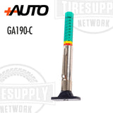 +AUTO GA190-C tire pressure gauge with a metallic stem, a black base, and a bright green-to-yellow scale.