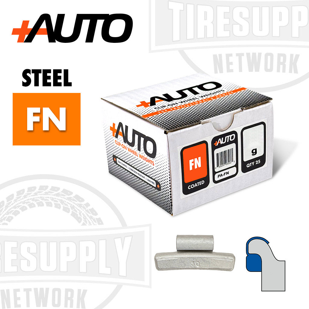 +AUTO | FN-Style Coated Steel Clip-On Wheel Weights - Choose Size or Bulk Set (PA-FN*)