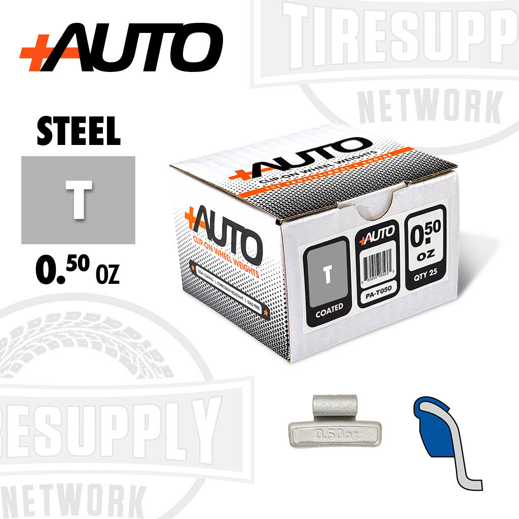 +AUTO | T-Style Coated Steel Clip-On Wheel Weights - Choose Size or Bulk Set (PA-T*)